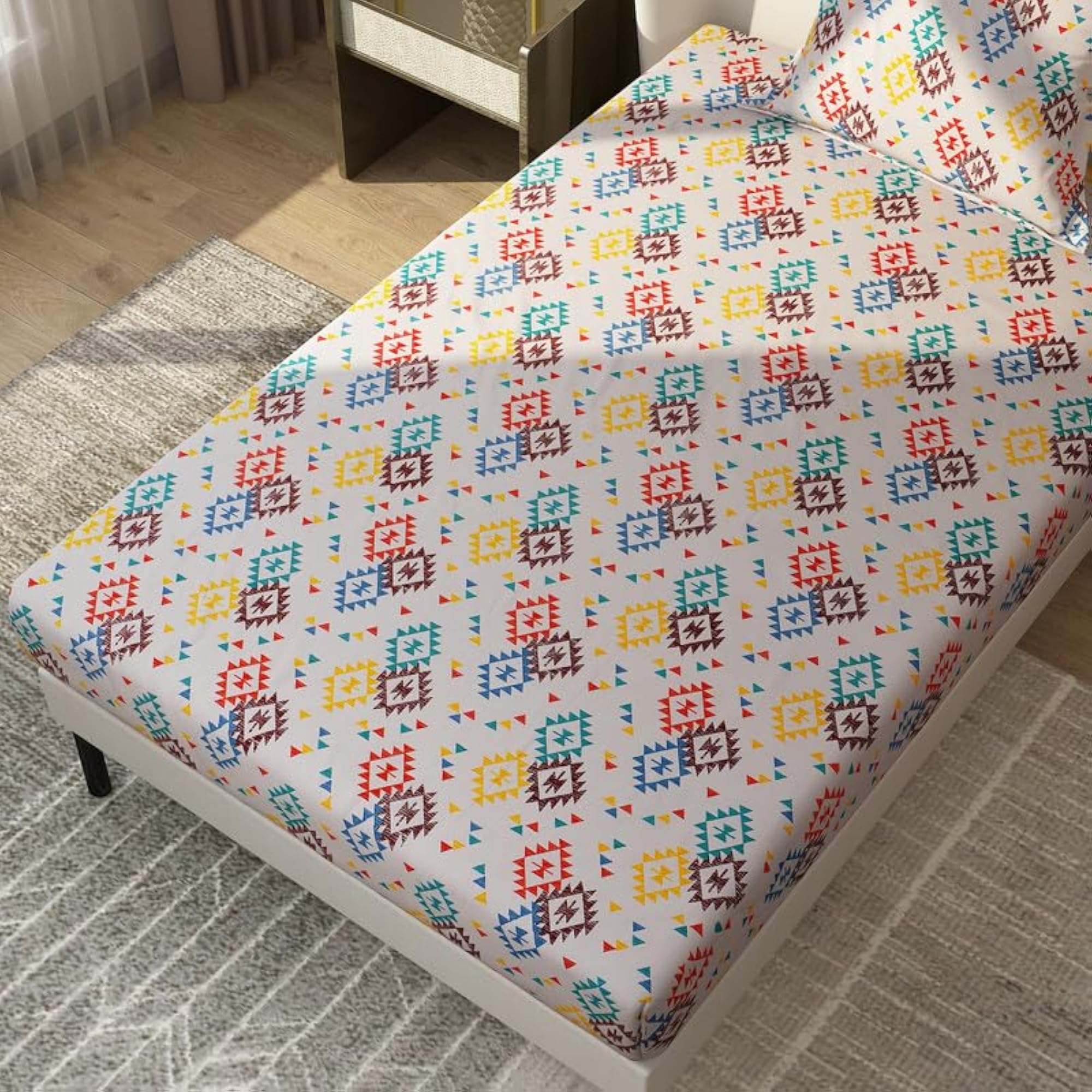 Premium Velvet Printed Bedsheet for Single Bed with Pillow Cover